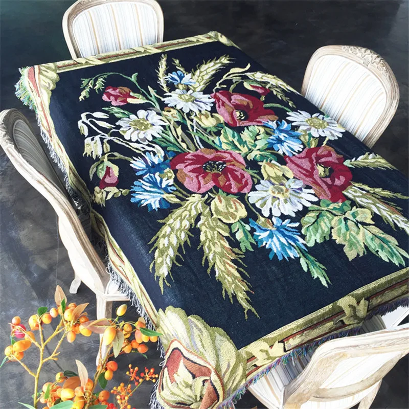 Плотный хлопковый гобелен LeRadore винтажная скатерть в американском стиле Тканое