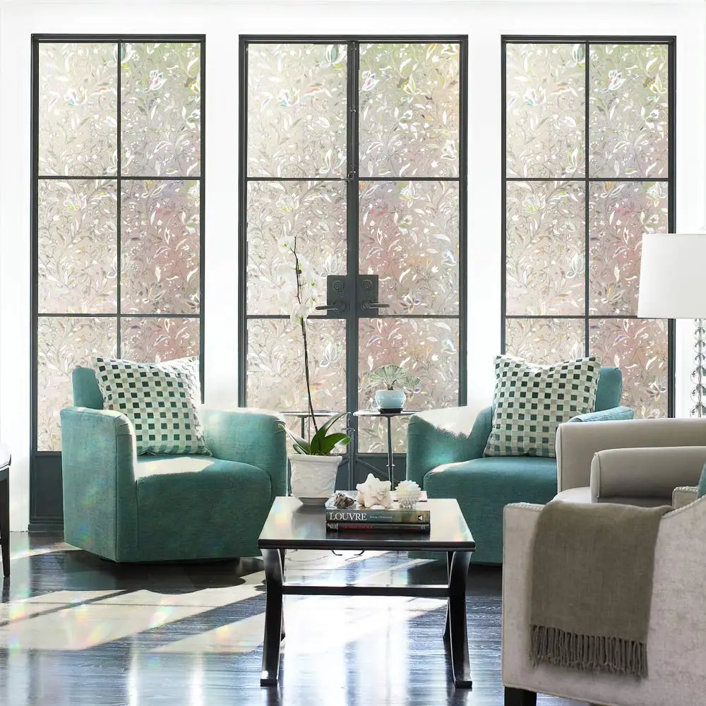 Оконная пленка с лазерным эффектом тюльпан декоративная для конфиденциальности