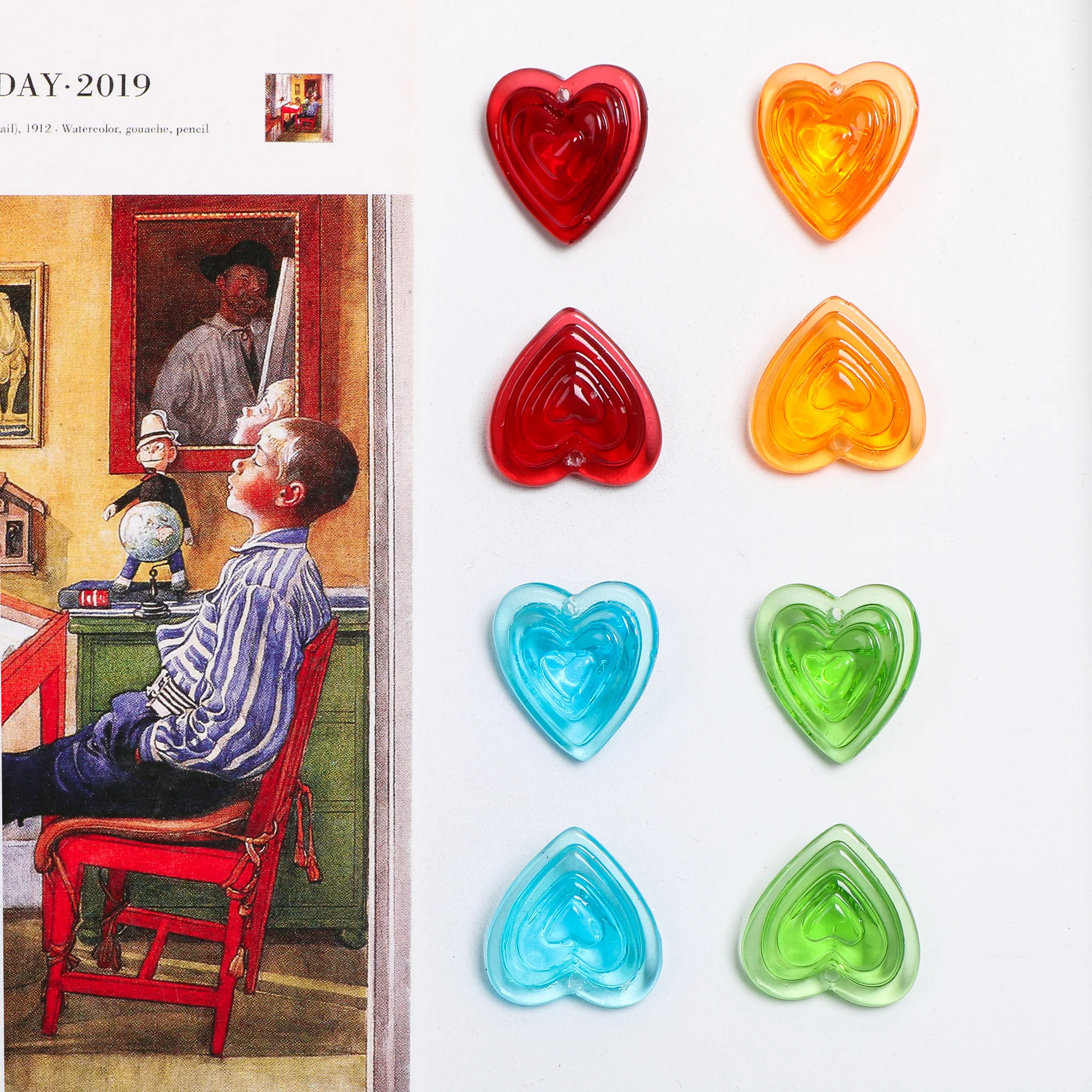 Цветная прозрачная трехмерная подвеска в виде сердца персика смолы сделай сам