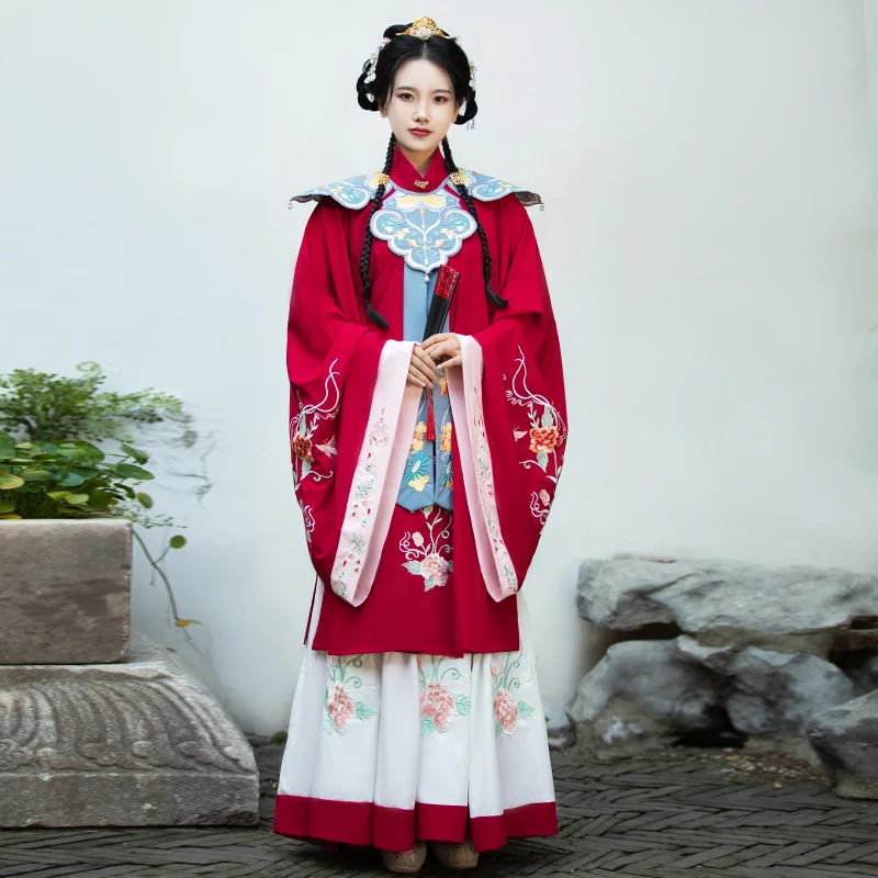 

Новинка 2021, платье ханьфу для женщин, красная свадебная одежда для взрослых династии Мин, традиционные китайские женские сценические костю...
