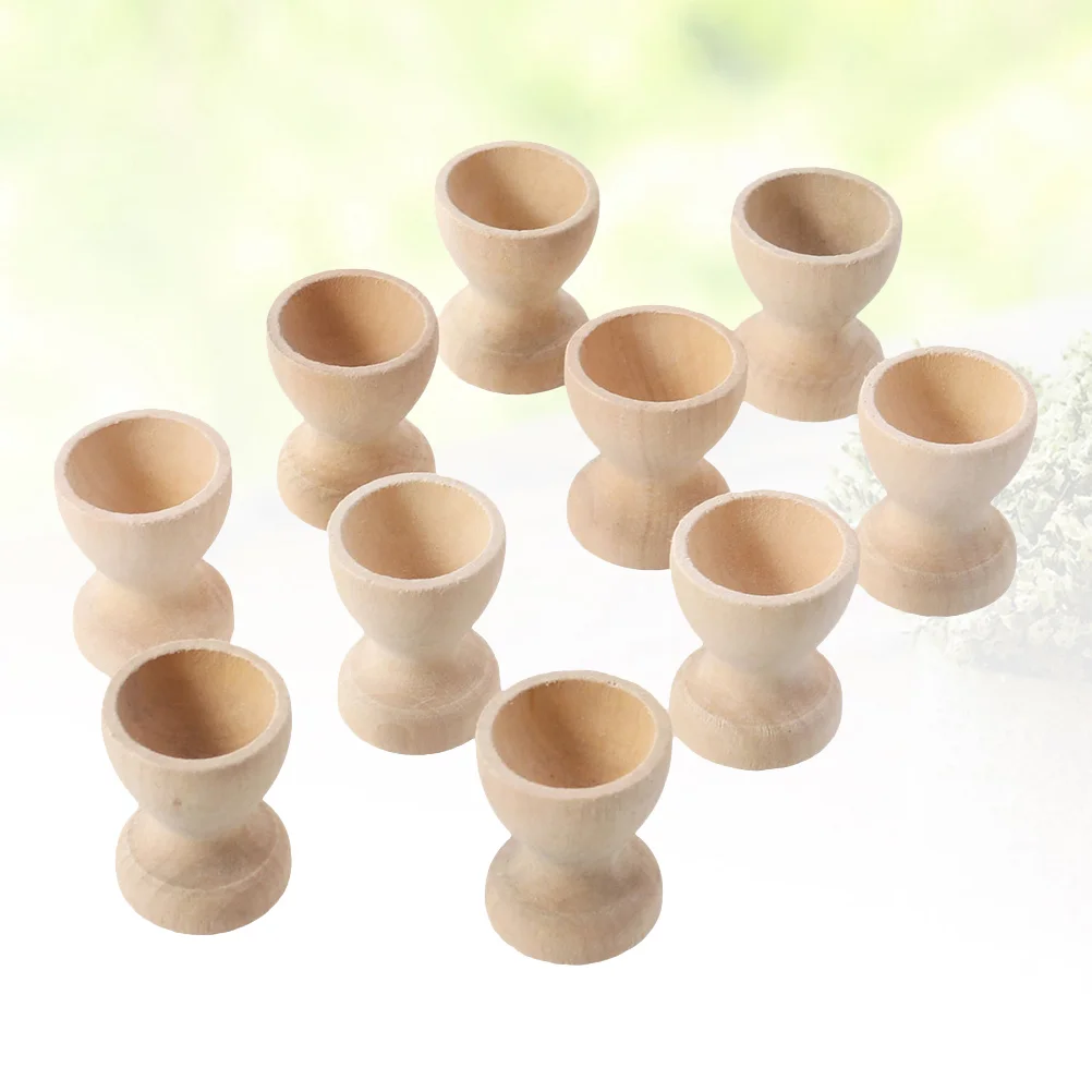 

20pcs Easter Wooden Egg Holder Kids DIY Eggs Tray Tabletop Holding Cups Container Wood Storage Holder Toys