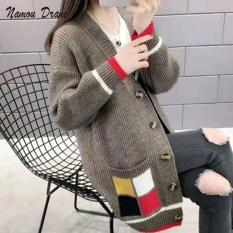 

Кардиган Namou Drane средней длины, свитер, женская новая Универсальная модная верхняя одежда, вязаная куртка, весна и осень 2021