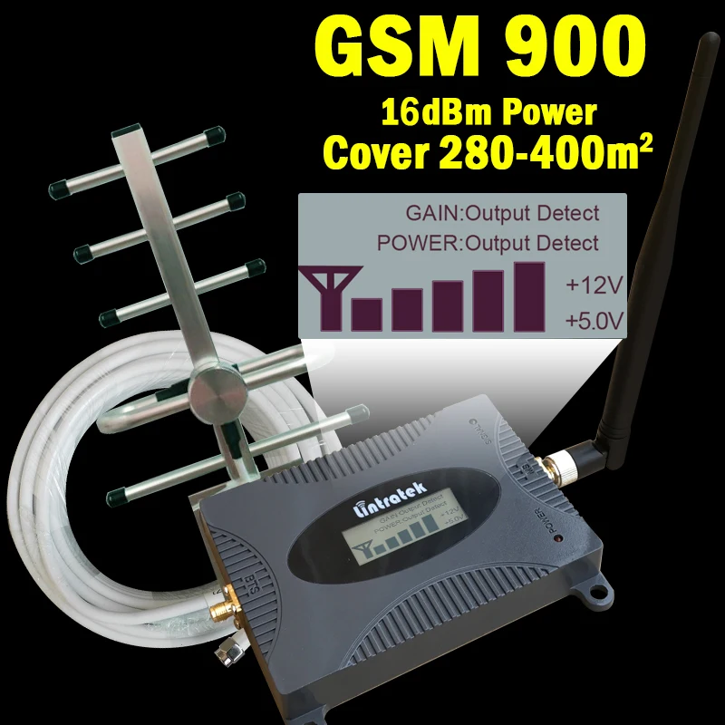 16dBm ЖК дисплей 2 г GSM 900 мГц Усилитель сигнала 65dB сотового ретранслятора телефона +