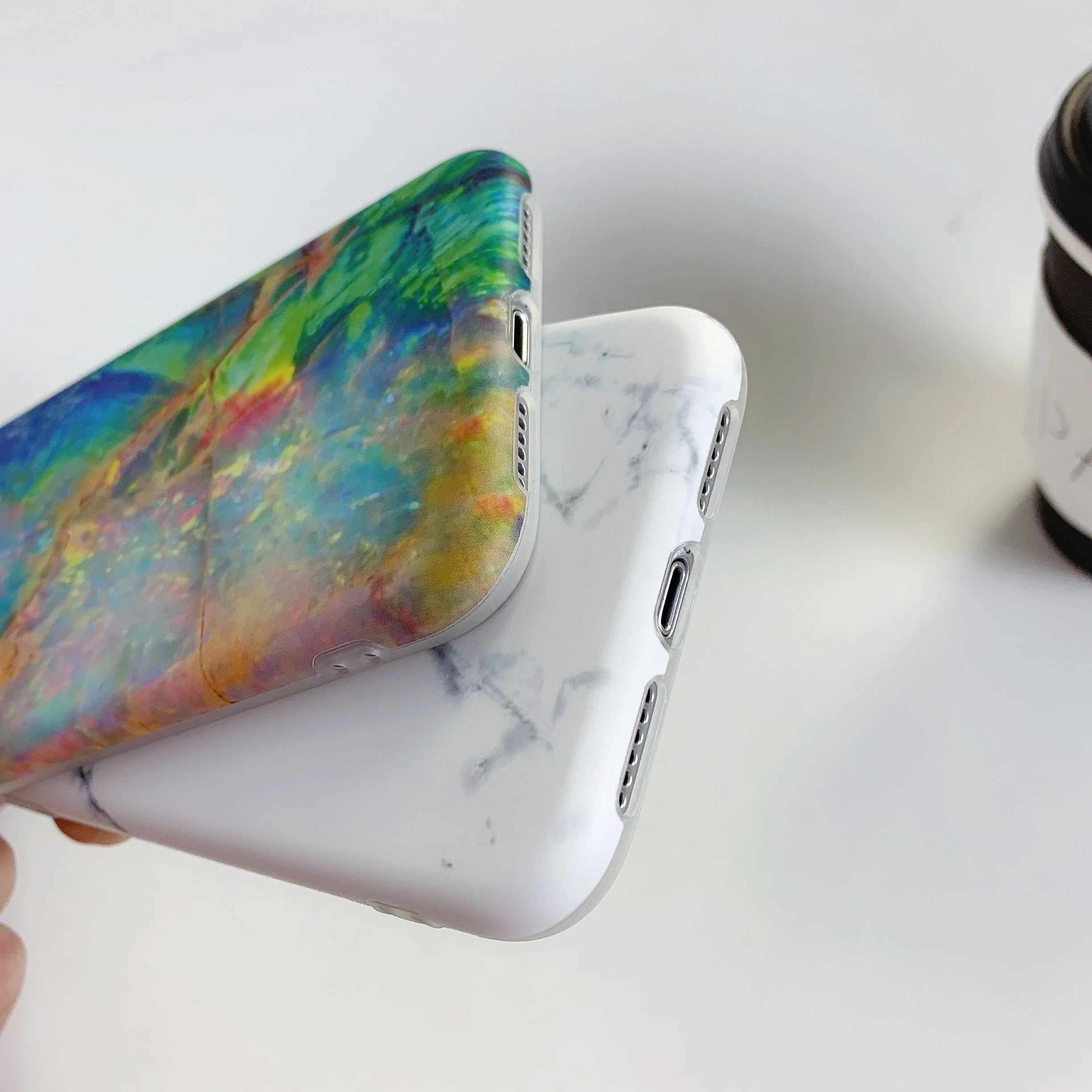 Для IPhone 11 Pro Max XR XS 6 6S 7 8 Plus X Глянцевая потрескавшаяся мраморная мягкая IMD