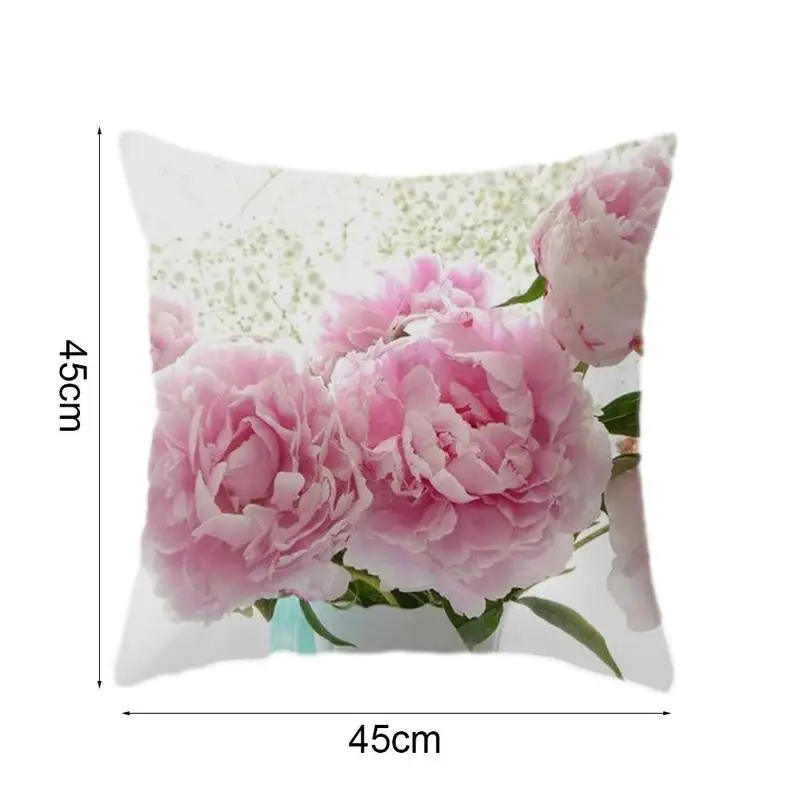 

Pink Peach Skin Material Flower Pattern Throw Pillow Car Cushion Sofa Cover Decorative Home Bed Decor Pillowcase D8Z4