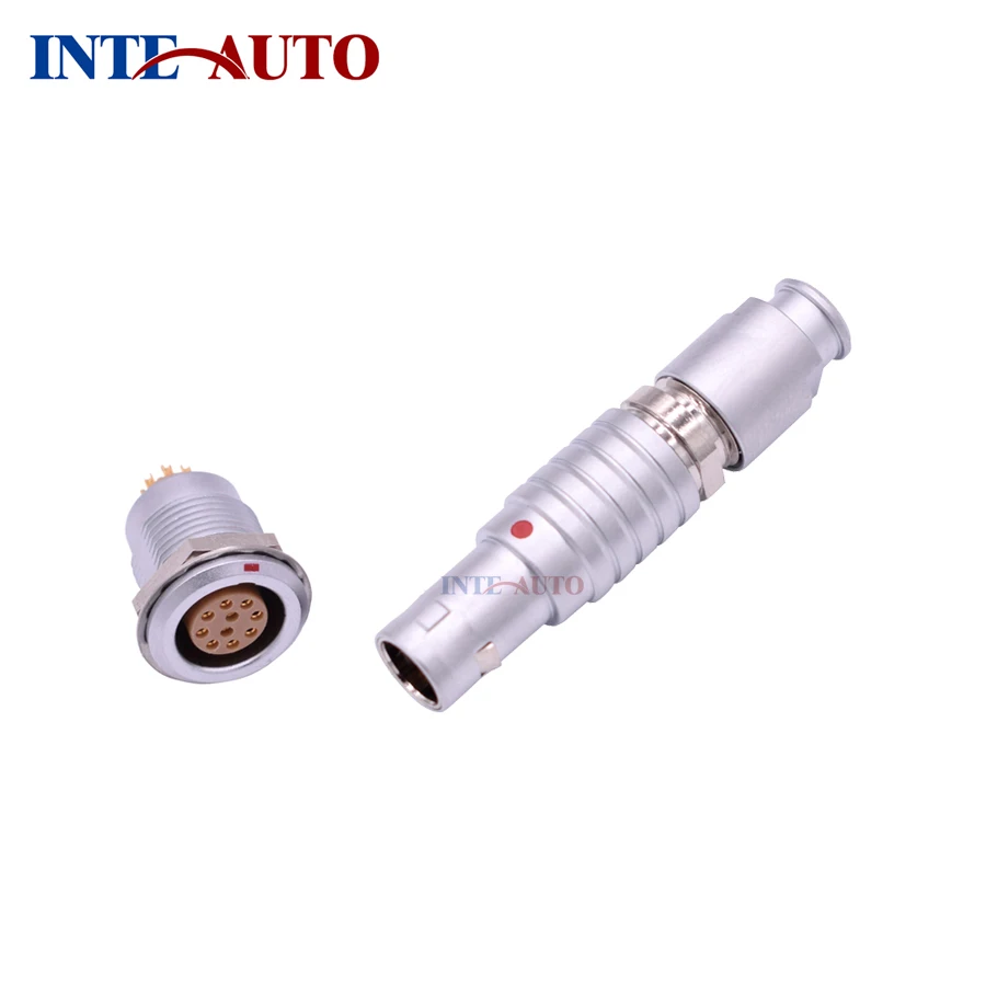 

10 gold pins brass outshell 1B Series Push Pull Compatible precision circular connector Socket & Plug for test device