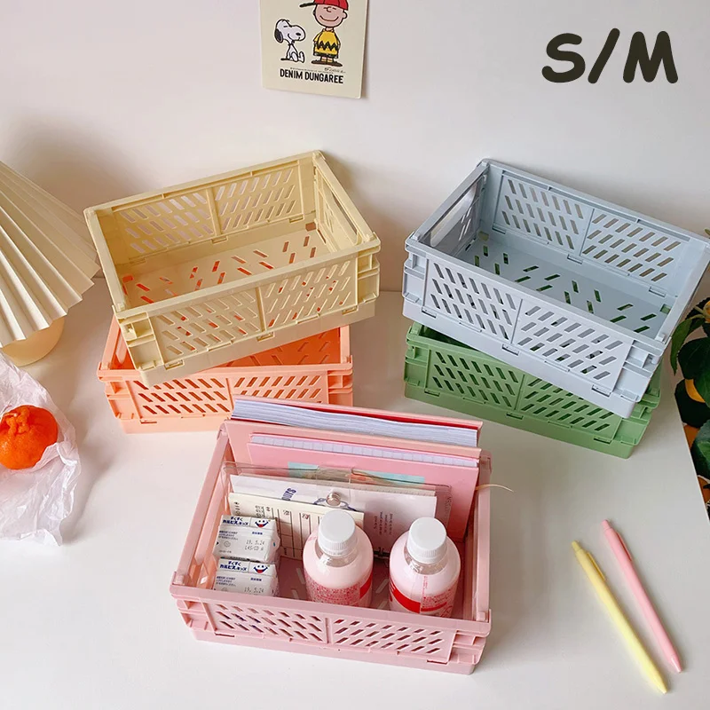 

Storage Basket Sundries Cosmetic Container Collapsible Crate Foldable Organizer Box Folding Desktop Holder Home Organizing Case