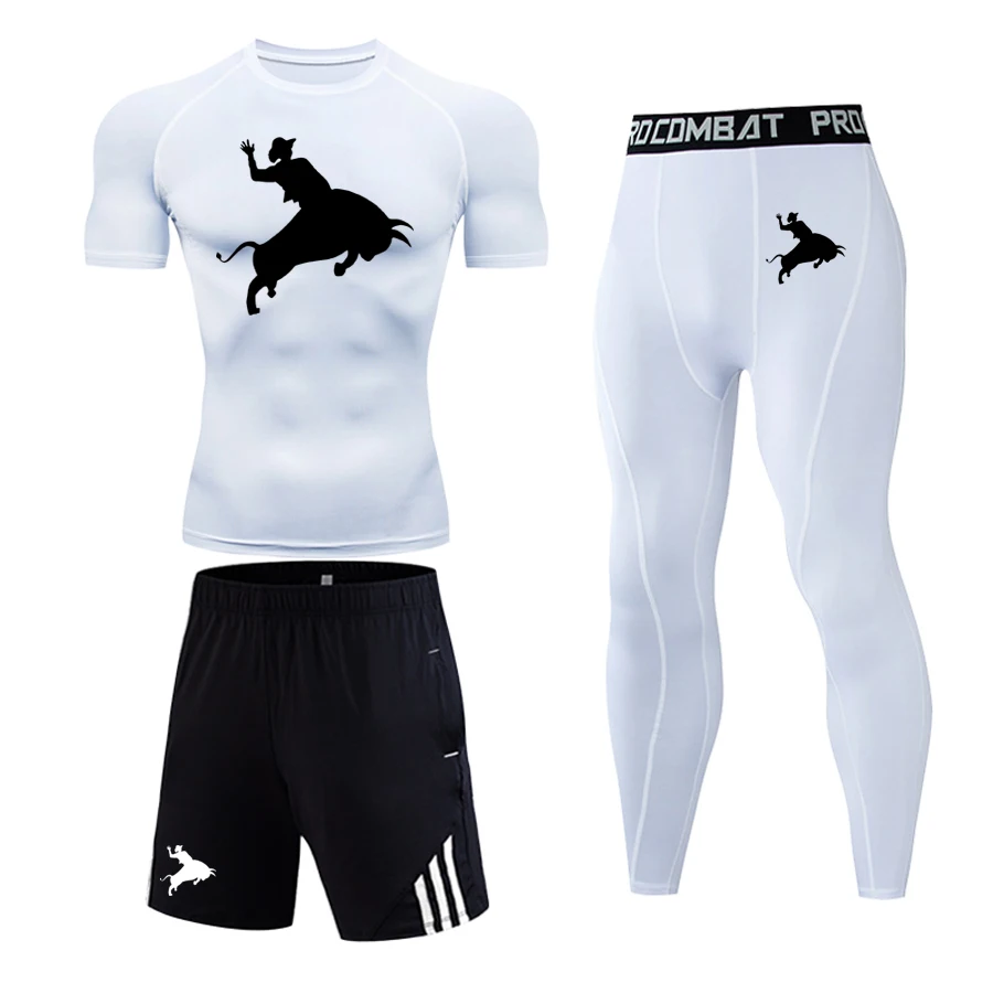 

Men's Compression Tights Running Fitness Track And Field Sports 3-Piece Set Outdoor Exercise Training Riding 6-Color Short