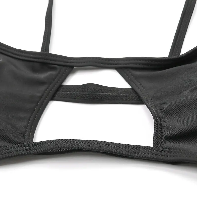 

Women Summer Bikini Set Two-piece Sexy Women Solid Color Hollow Bra Top High Waist Lace-up Triangle Panties Swimwear Beachwear