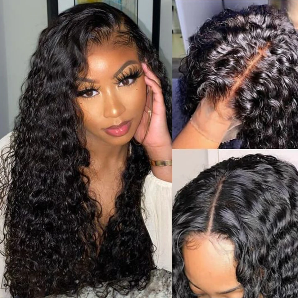 

13x4 Water Wave Lace Front Human Hair Wig 150% density Pre-plucked 10-26 inches No Glunless Peruvian Lace Wigs With Baby Hair