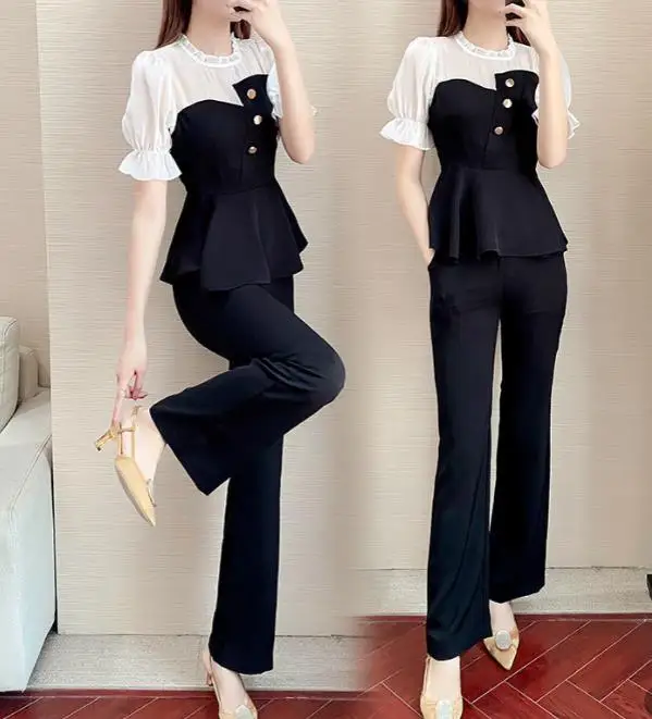 

Design Office Lady Women Two Piece Outfits Trendy 2 Piece Set Top And Pants Korean Style Ensemble Femme Survetement