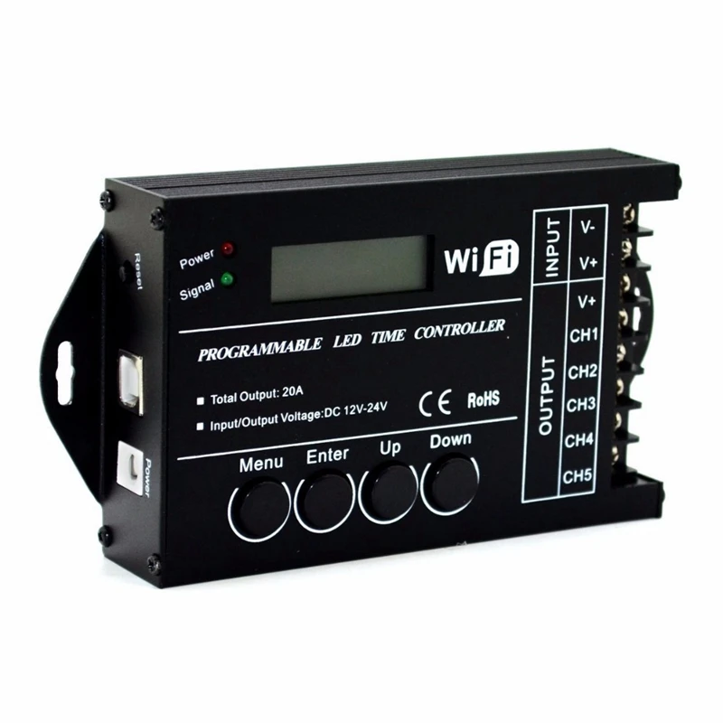 

TC421 светодиодный Время WI-FI контроллер программируемый DC12-24V 5 канал 20A общий анод для Светодиодный свет