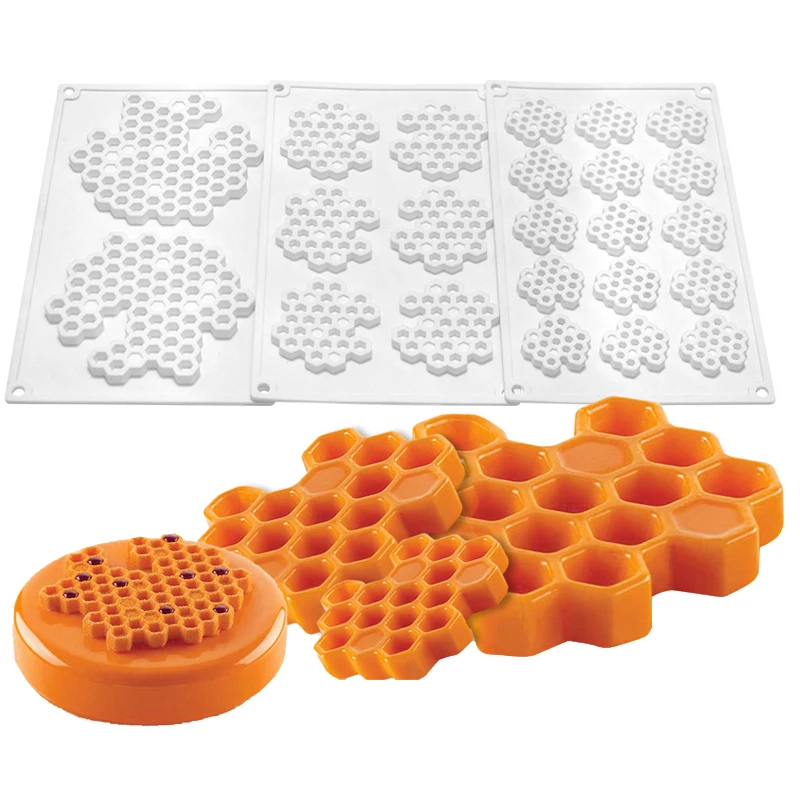 

Meibum Round Honeycomb Fondant Moulds Silicone Cake Molds Bee Dessert Decorating Cupcake Pastry Baking Tools Kitchen Bakeware