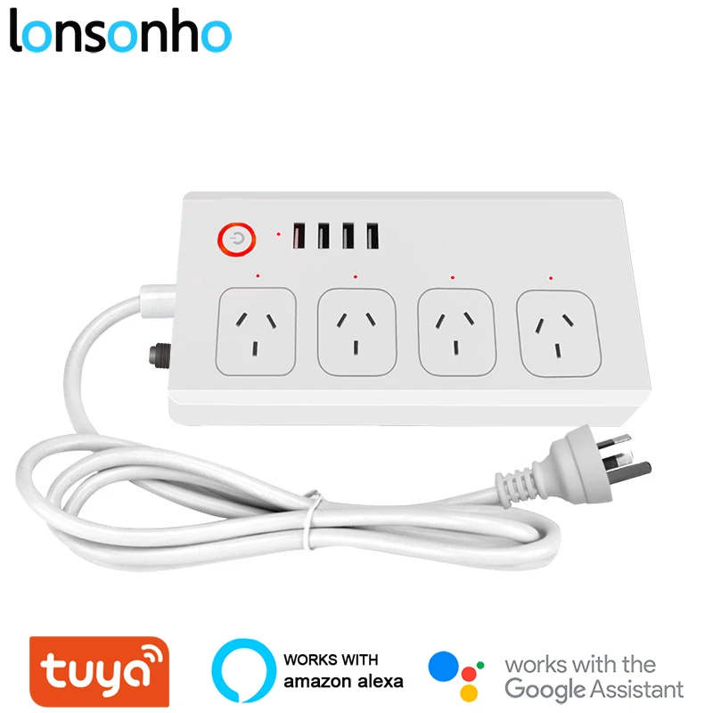 Lonsonho Wifi смарт-Мощность полосы 1,5 м Аргентина австралийская AU вилка розетка USB Независимый Управление приложение Tuya Alexa Google Home