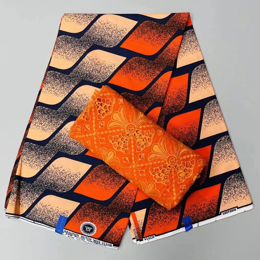 

3+2.5 Yards Wax Fabrics With Cotton Dry Lace African Printed Wax Geometry Pattern Ankara New Arrival Swiss Voile Wac Material