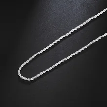 korean 2MM Twisted Rope Chain 925 Sterling Silver Necklace for women Mens  Fashion luxury party wedd
