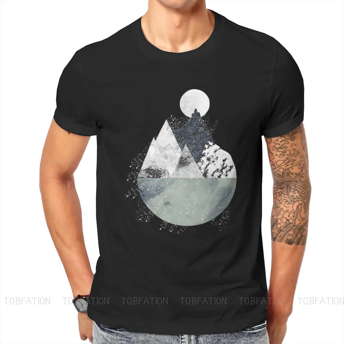 

Футболка мужская из чистого хлопка, с круглым вырезом, абстрактная, большого размера, для зимы