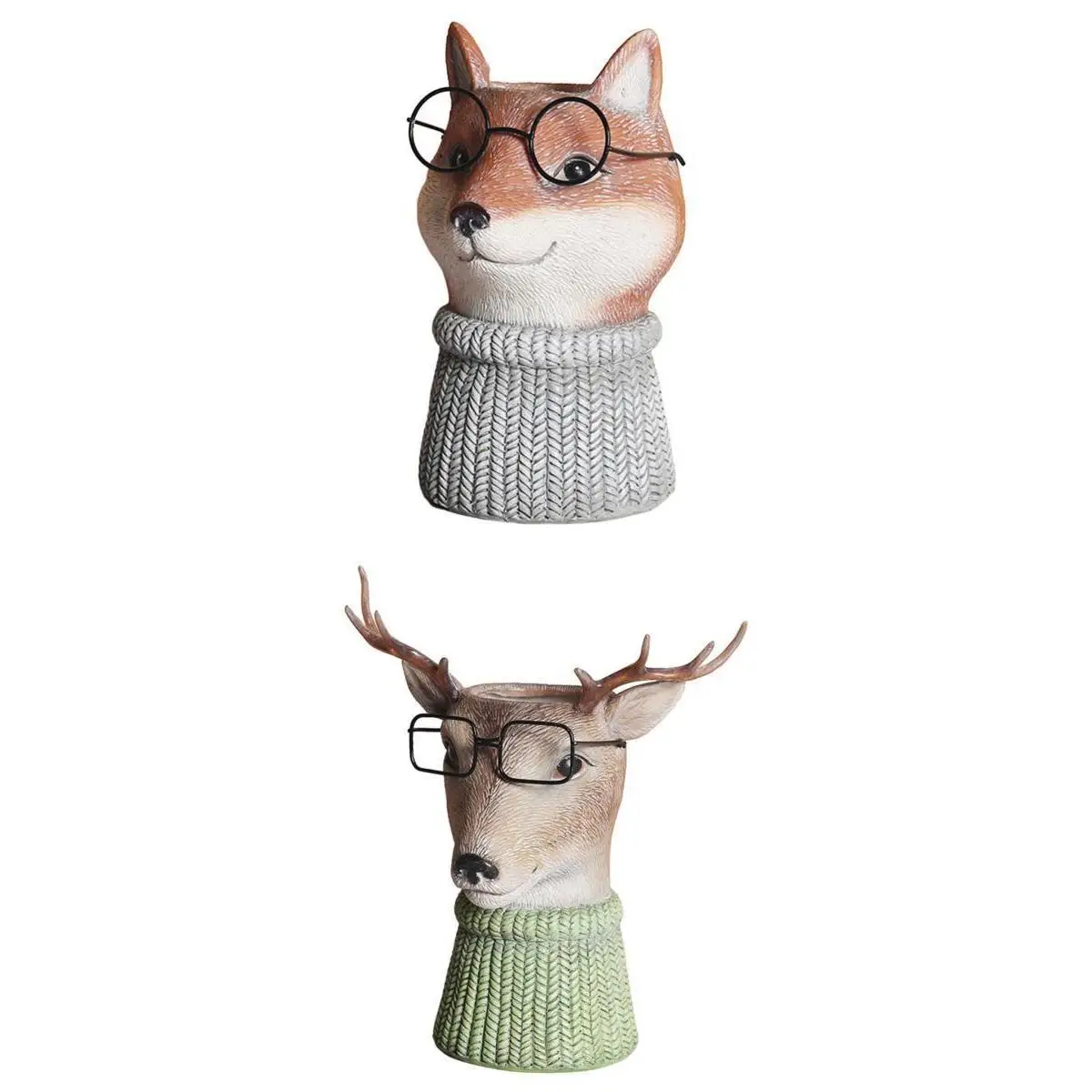 

2 шт. каучуковая ваза для цветов, статуэтка головы животного, держатель для сухих цветов, цветочный горшок