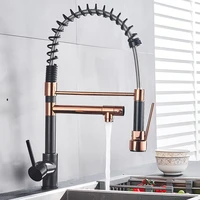 pull down kitchen sink crane dual swivel spout kitchen faucet black gold spring tube kitchen sink hot and cold mixing faucet