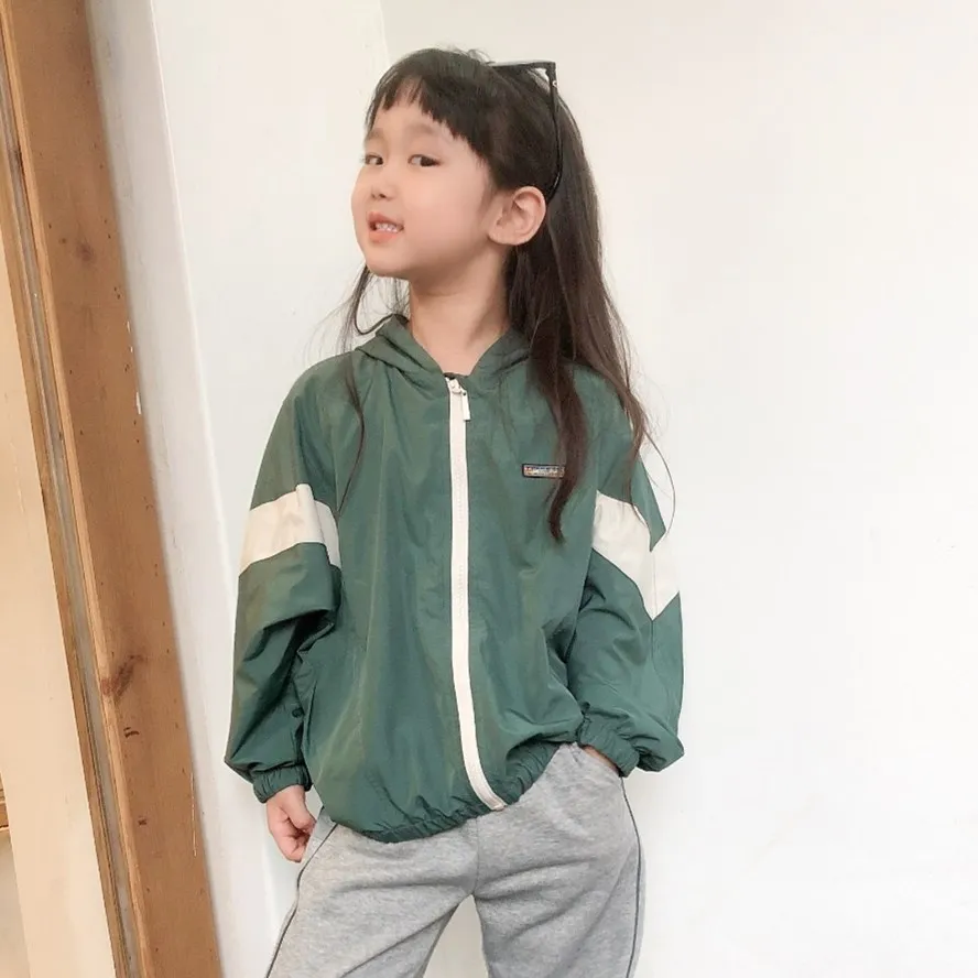

first batch Spring summer new products for boys and girls long-sleeved sports style hoodie color block zipper jacket