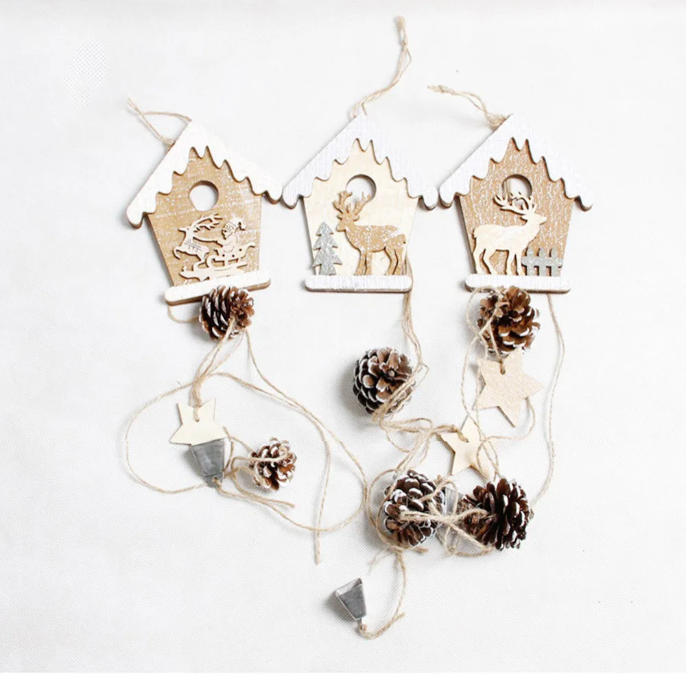 Деревянные Подвески в виде рождественского оленя украшения для рождественской