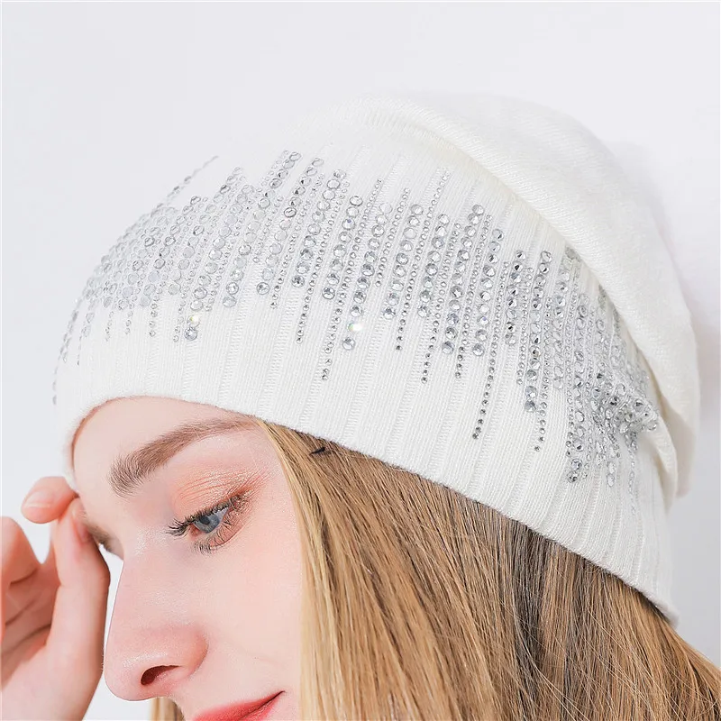 

Girls Winter Hat Cashmere Knitted Beanie Real Fox Wool Cashmere Knitted Hat With Pompom Thick Warm Women's Winter Hat