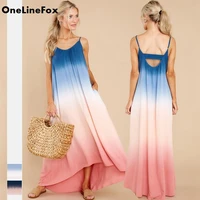 onelinefox tie dyed summer streetwear women camisole dress 2021 casual sexy backless u neck sleeveless loose party maxi