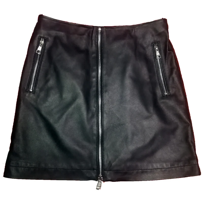 

Saia Midi Special Offer Faldas Mujer 2020 Autumn New Sheep Leather Skirt A Word Zipper Thin Bag Hip Plus Size Skirts Womens
