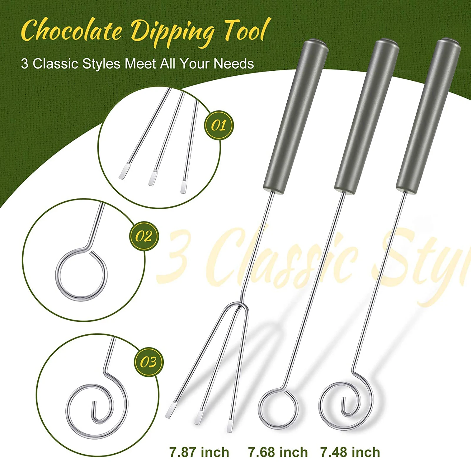 

3pcs Candy Dipping Tools Chocolate Dipping Fork Spoons Set 2pcs Culinary Decorating Spoon For Decorative Plates Chef Art Pencil
