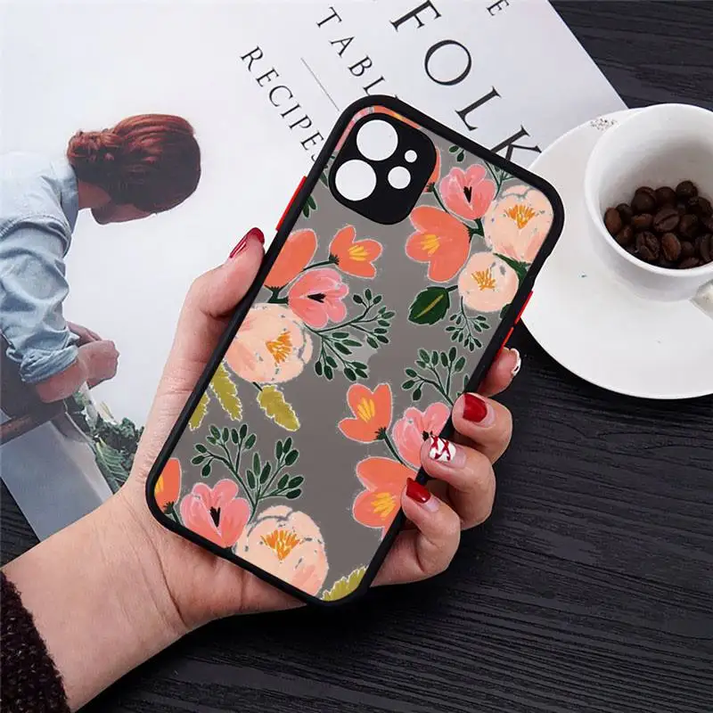 

flower Vintage art pattern Phone Case matte transparent For iphone 7 8 11 12 plus mini x xs xr pro max cover