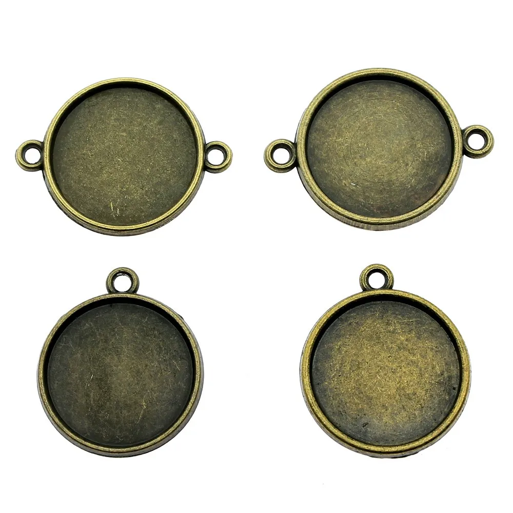 

20pcs Fit 18mm Glass Cabochon Antique Bronze Color Cabochon Base Setting Collection Pendant For Jewelry Making