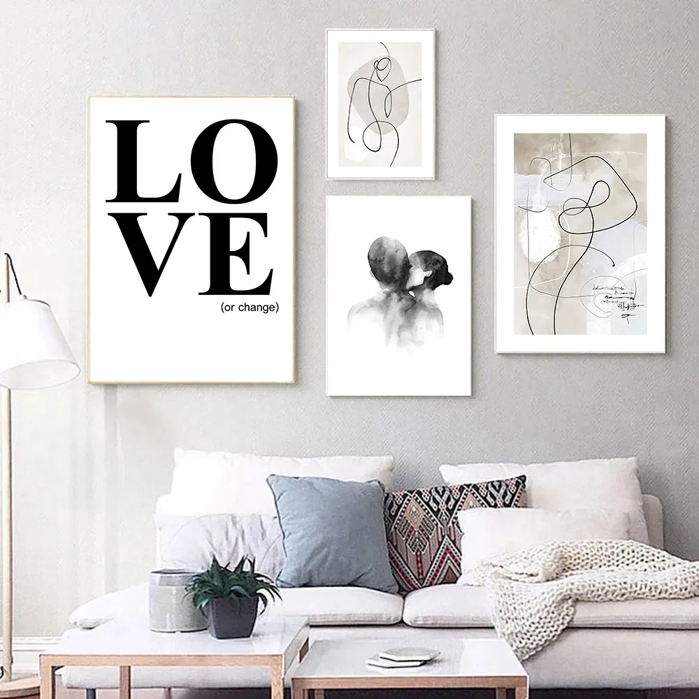 Настенный постер с изображением поцелуев пар Настенная картина абстрактными