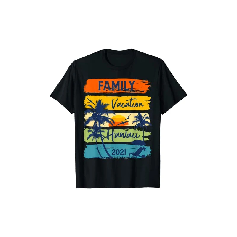 

Family Vacation Hawaiian 2021 Print Graphic T Shirt For Men Summer Short Sleeve Retro Tee Harajuku Shirt Homme Oversize Cotton