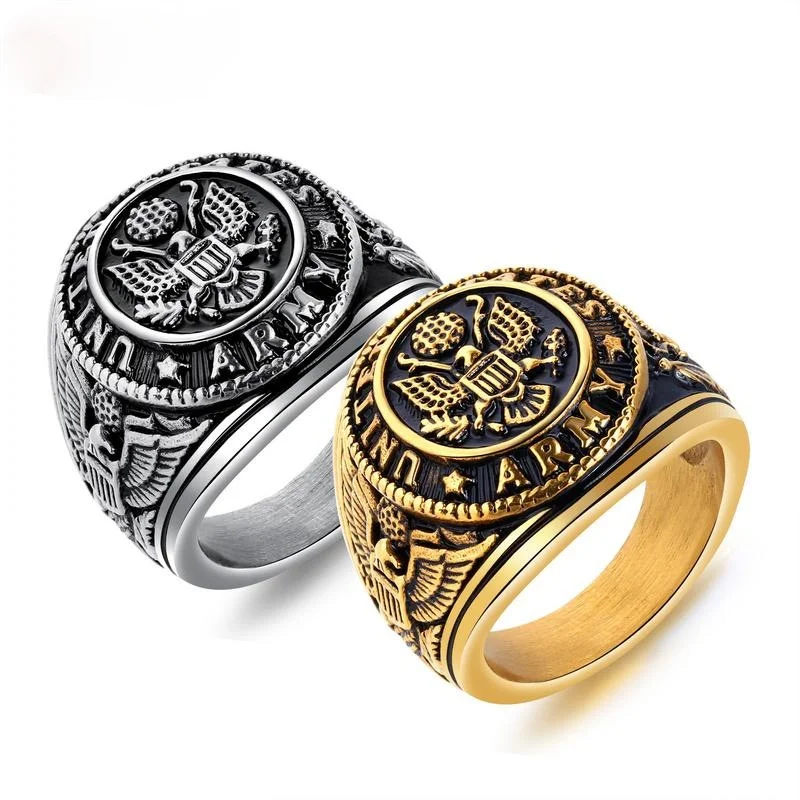 

Titanium Steel Retro Plate Eagle Finger Ring Personalized Men's Ring Motorcyclist Hip Hop Party Jewelry Cocktail Ring