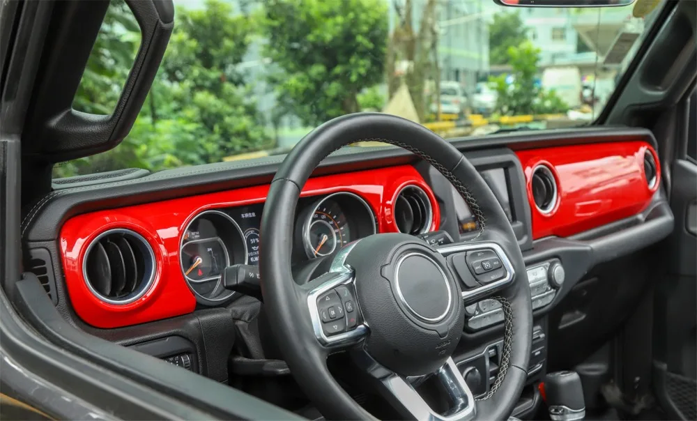 Центральные консоли, декоративные Стикеры для автомобилей Jeep Wrangler JL, автомобильные аксессуары, интерьер автомобиля, Стайлинг ABS, красное углеродное волокно
