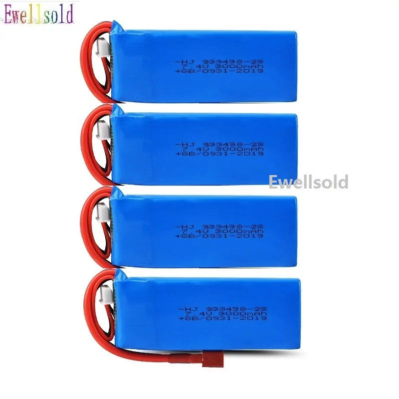 Аккумулятор Lipo ewellsell 1-4 шт. 7 4 в 3000 мАч батарея 2S для Wltoys 144001 124018 124019 запасные части