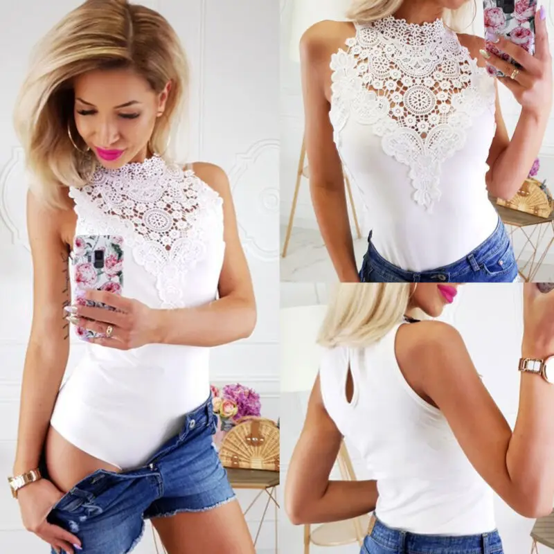 Летний модный женский облегающий кружевной боди с v-образным вырезом и длинным