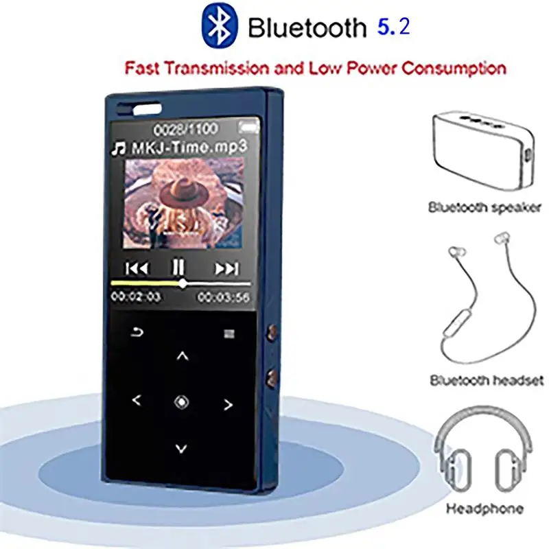 

BENJIE marke neue Bluetooth 5,0 MP3 player mit lautsprecher Metall körper 1,8-zoll bildschirm verlustfreie sound Musik-player