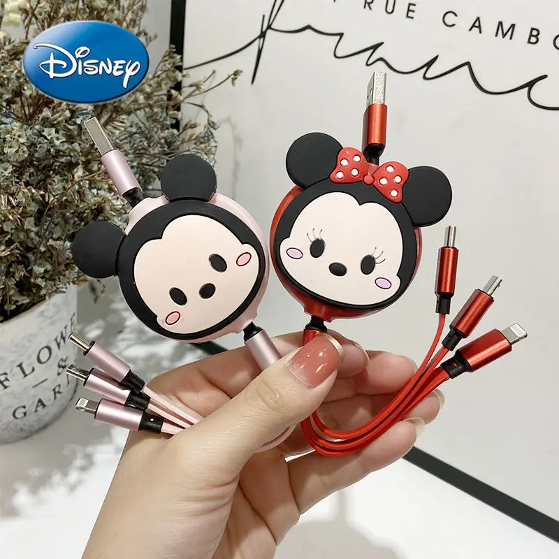 

Disney Mickey Mouse Three-in-one Data Cable Cute Cartoon Car Huawei Apple Android Charging Cable One for Three