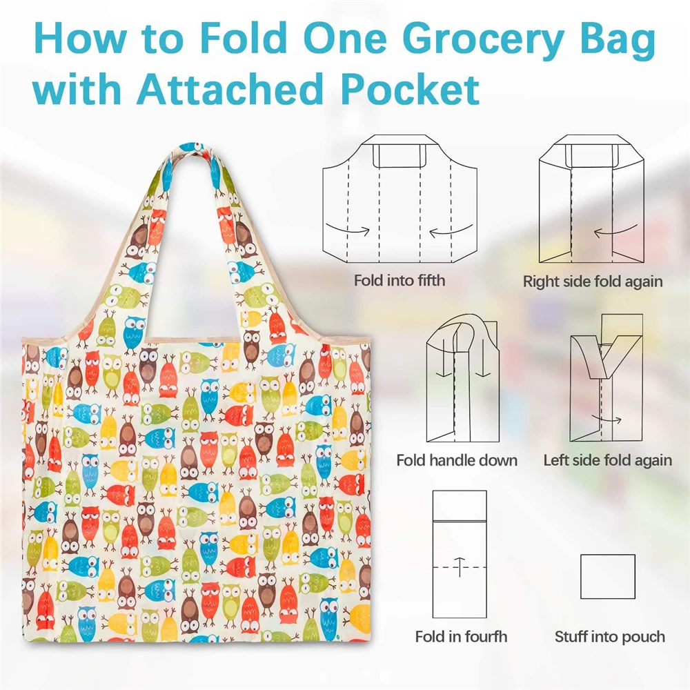 

Foldable Shopping Bag Large Capacity Reusable Grocery Bags Portable and Durable Cloth Tote Bag for Supermarket