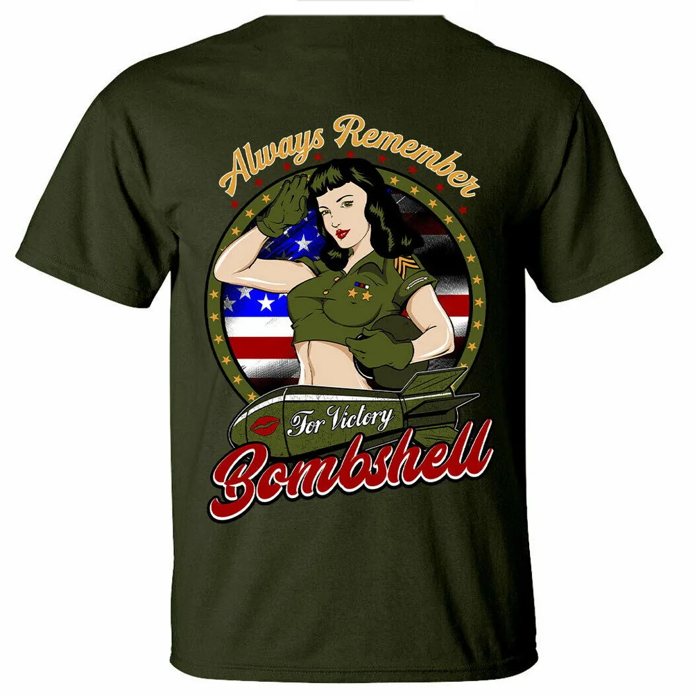 Всегда помните Американский Bombshell Футболка США Pinup Мужская Винтажная