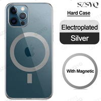 2021 luxury transparent magnetic safety electroplating soft silicone phone case protective cover for iphone 12 pro max mini