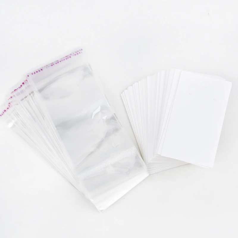 DoreenBeads 100 Sets Ear Hooks Earring Display Cards 9x5cm W/ Self Adhesive Bags 15x6cm Earrings Packaging Display Supplies,yiwu