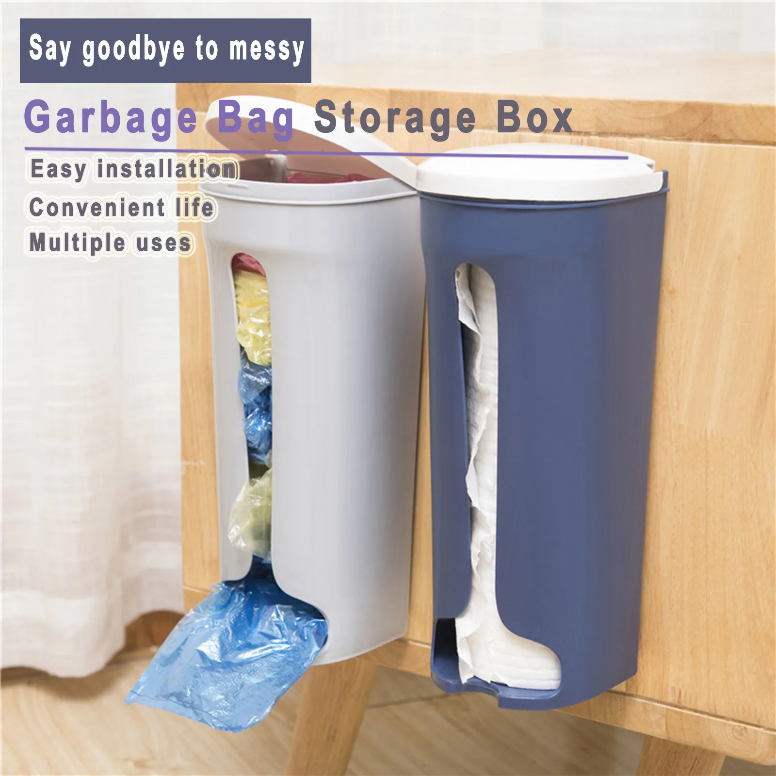 Garbage Bag Storage Box Home Kitchen Bathroom Wall Hanging Plastic Storing Rack Removable Container Household Holder |