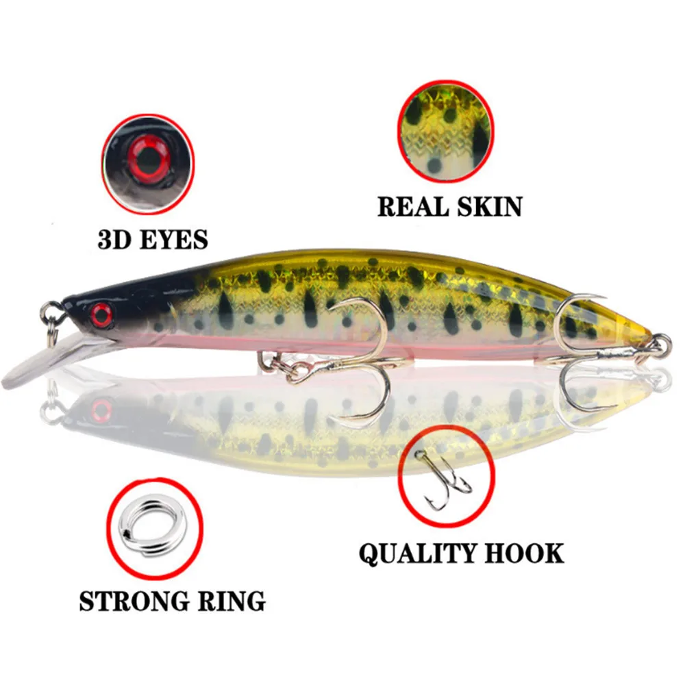 1pcs 13cm 23g Sinking Minnow Fishing Lure Lifelike Hard Bait Quality Treble Hooks Trolling Deep Dive Wobbler Pesca - купить по