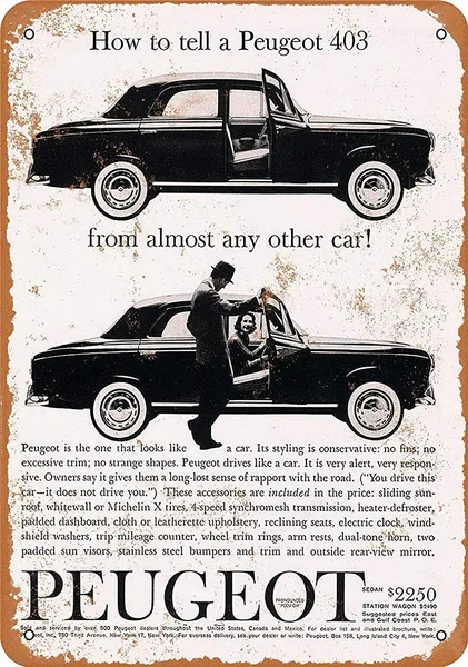 

Жестяной знак для автомобиля Peugeot, настенное украшение, винтажный Алюминиевый металлический знак в стиле ретро