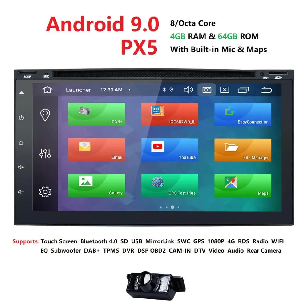 PX5 Octa 8 Core Android 9,0 4G Оперативная память 64G Встроенная память Поддержка 4 аппарат не привязан к оператору сотовой связи сим сети автомобиля gps 2 din универсальный автомобильный Радио dvd плеер DAB OBD2 система контроля давления в шинах