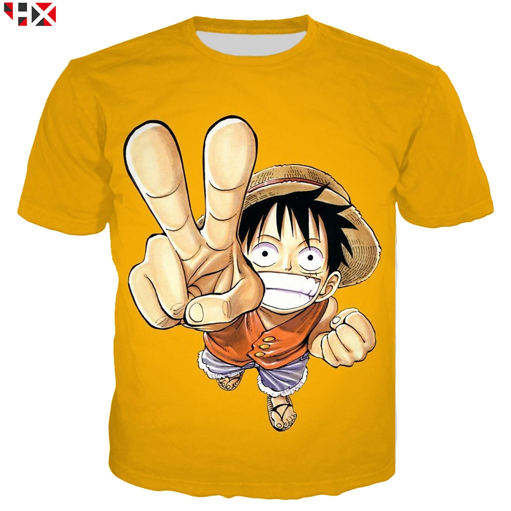 Новая мода аниме один кусок 3D печатных топы тройники с коротким рукавом Футболка