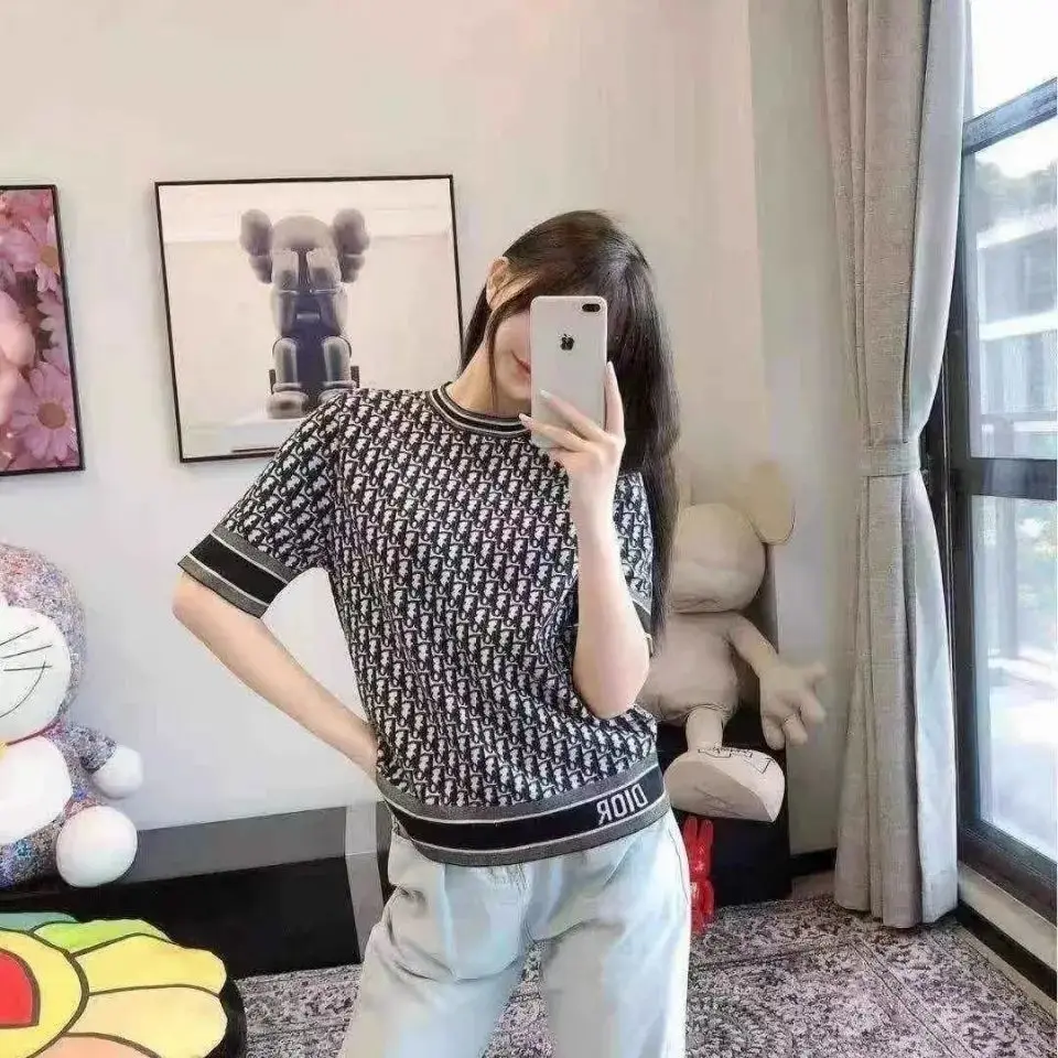 

2021 spring and summer new versatile short sleeve top letter black white T-shirt Korean short sleeve bottom coat summer
