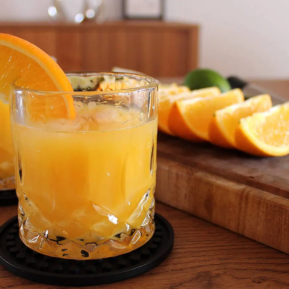 

6PCS Silicone Drink Coasters Non-Slip Round Drink Bar Coasters With Holder Heat Resistant Coaster Kitchen Household Products